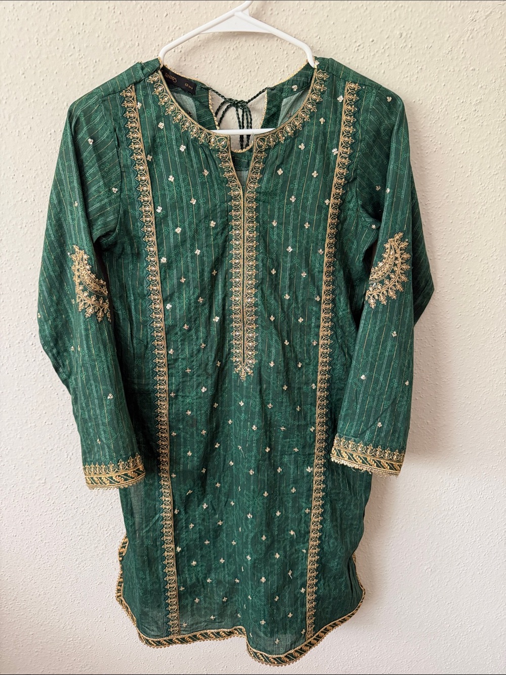 Kids Green Embroidered Tunic Dress